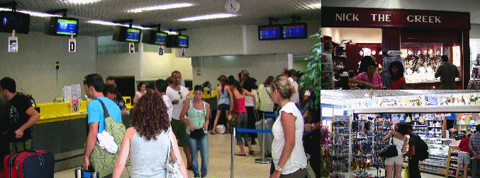 サントリーニ空港の搭乗手続きカウンター