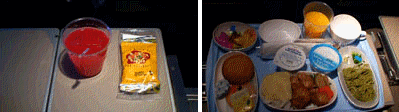 機内食（大人用）とキッズミールの写真