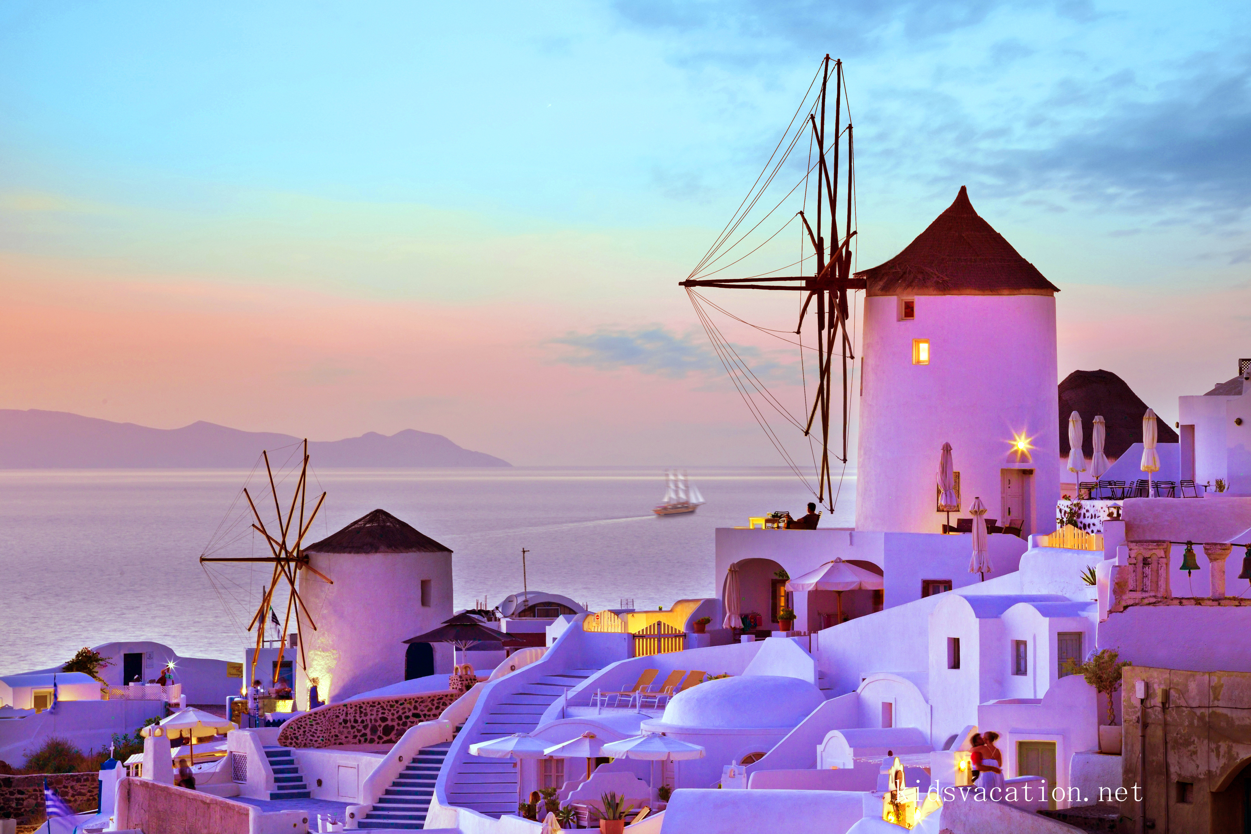 エーゲ海に沈む世界一美しい夕日 サントリーニ島イア それ行け 子連れ海外旅行
