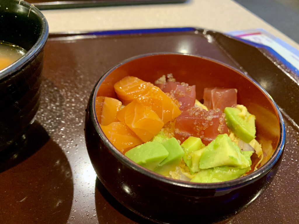 This is salmon, tuna, and avocado bowl