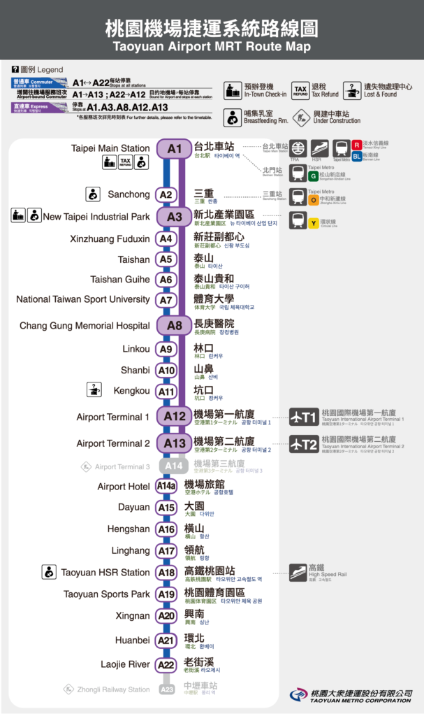 台北MRT空港線路線図